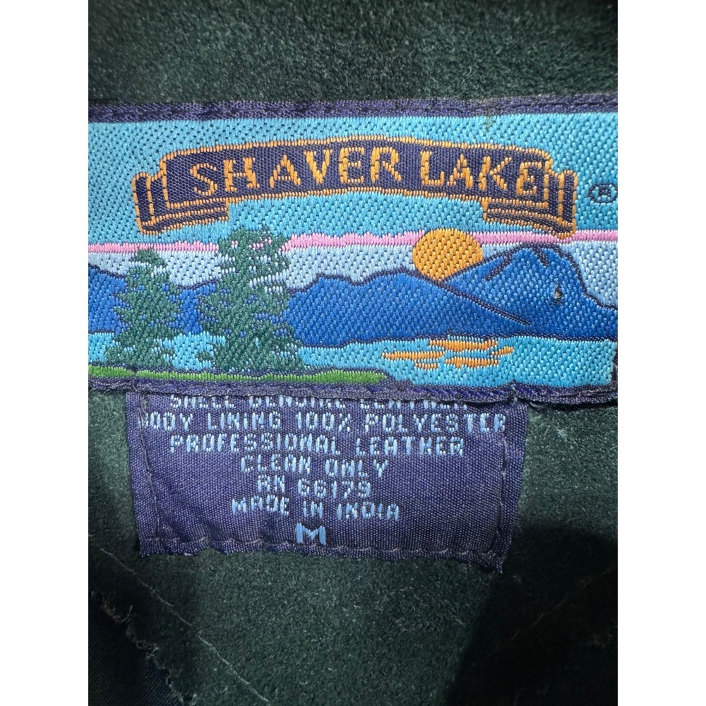 Vintage Shaver Lake M Green Leather Vest Women's Zip Front Suede Boho Western - Picture 3 of 8